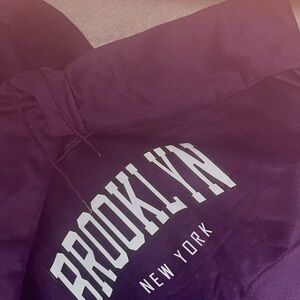 SHEIN Purple And White Brooklyn New York Cropped Hoodie In Size Medium